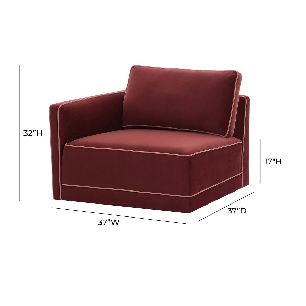 Willow Berry Red Performance Velvet Modular LAF Corner Chair by TOV Furniture – photo 5 of 5