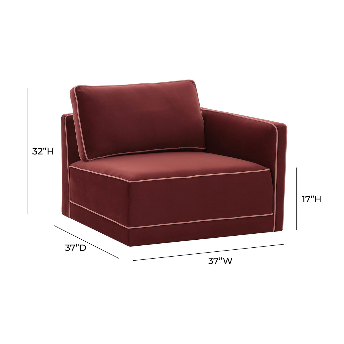 Willow Berry Red Performance Velvet Modular RAF Corner Chair by TOV Furniture – photo 5 of 5