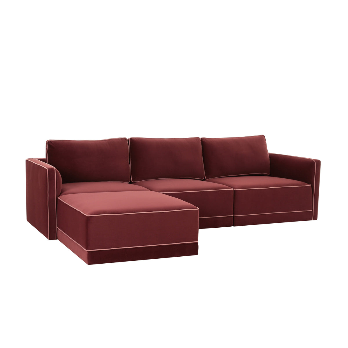 Willow Berry Red Performance Velvet Modular Sectional by TOV Furniture – photo 1 of 5