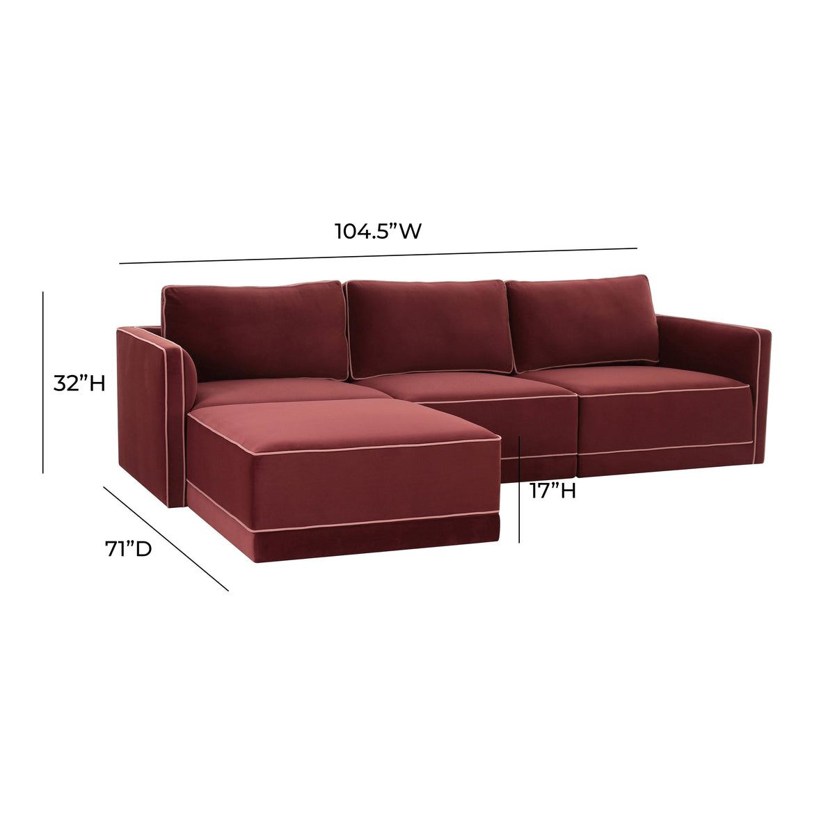 Willow Berry Red Performance Velvet Modular Sectional by TOV Furniture – photo 5 of 5