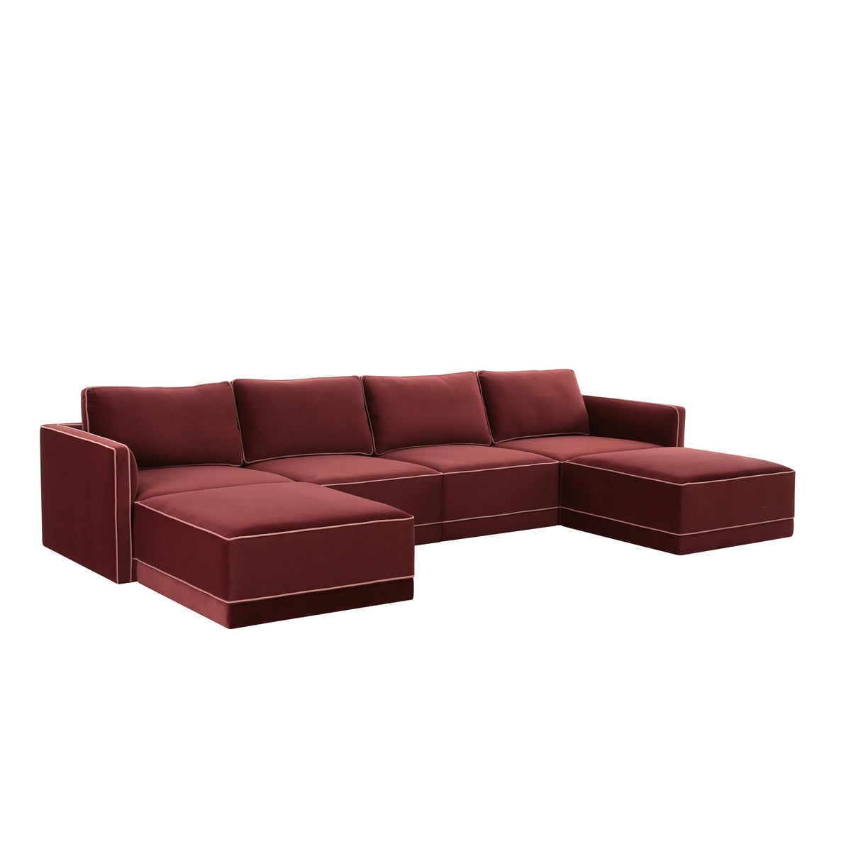 Willow Berry Red Performance Velvet Modular U Sectional by TOV Furniture – photo 1 of 6