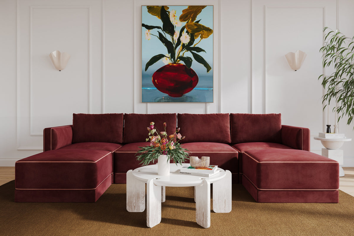 Willow Berry Red Performance Velvet Modular U Sectional by TOV Furniture – photo 2 of 6