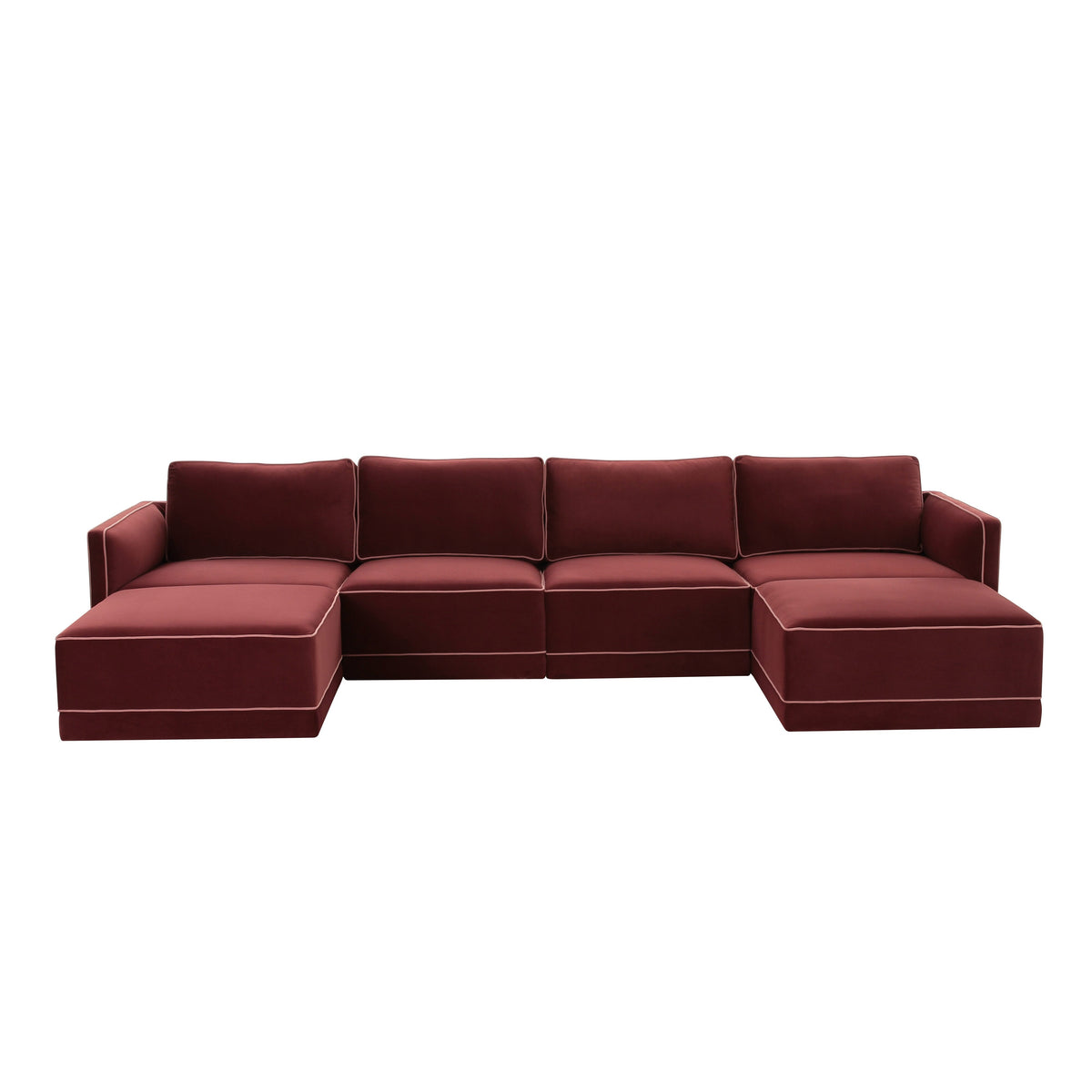 Willow Berry Red Performance Velvet Modular U Sectional by TOV Furniture – photo 3 of 6