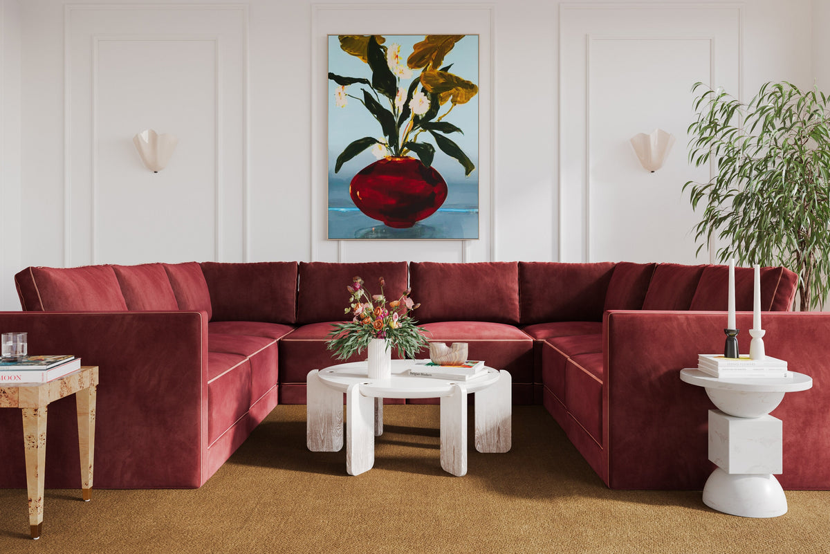 Willow Berry Red Performance Velvet Modular Large U Sectional by TOV Furniture – photo 2 of 5