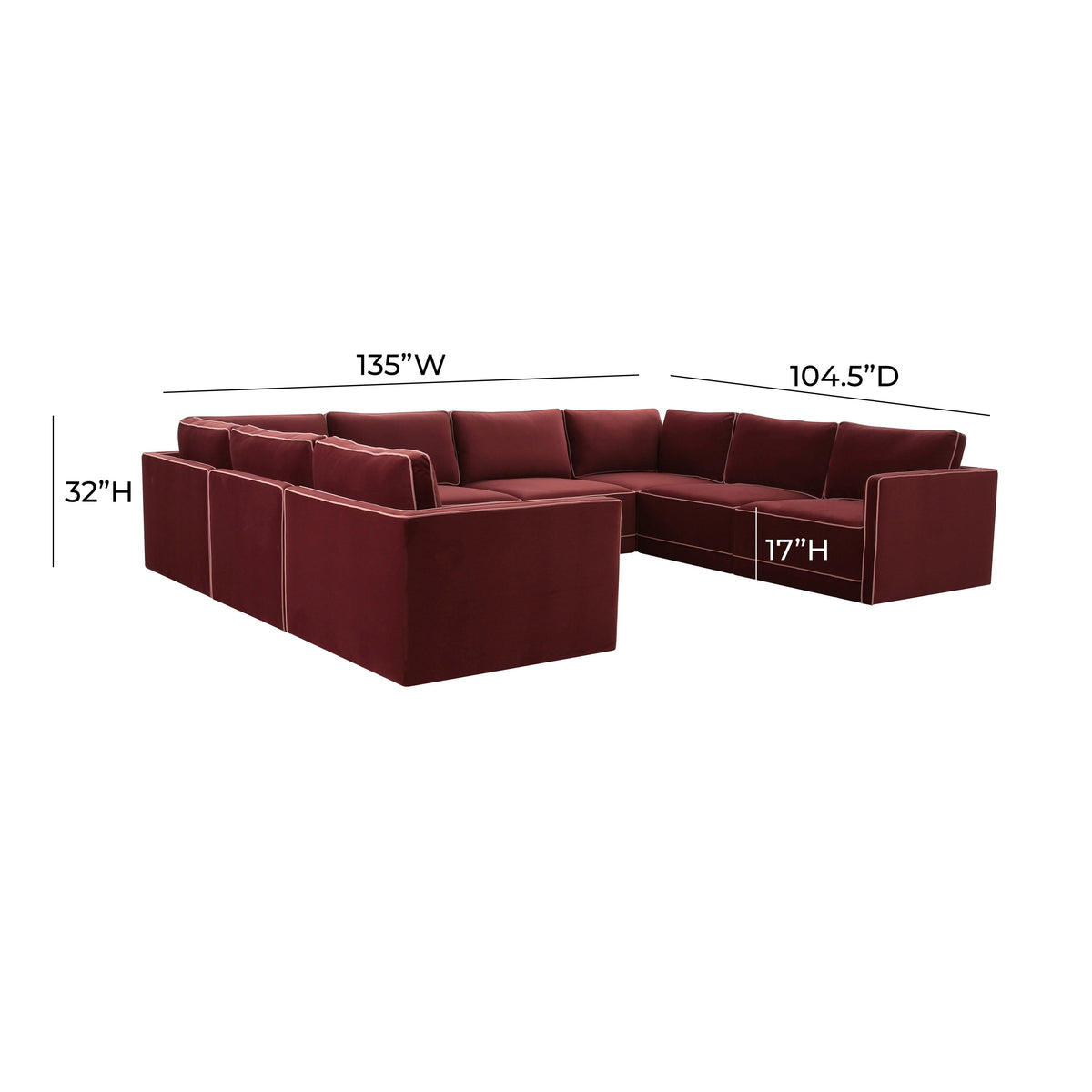 Willow Berry Red Performance Velvet Modular Large U Sectional by TOV Furniture – photo 5 of 5