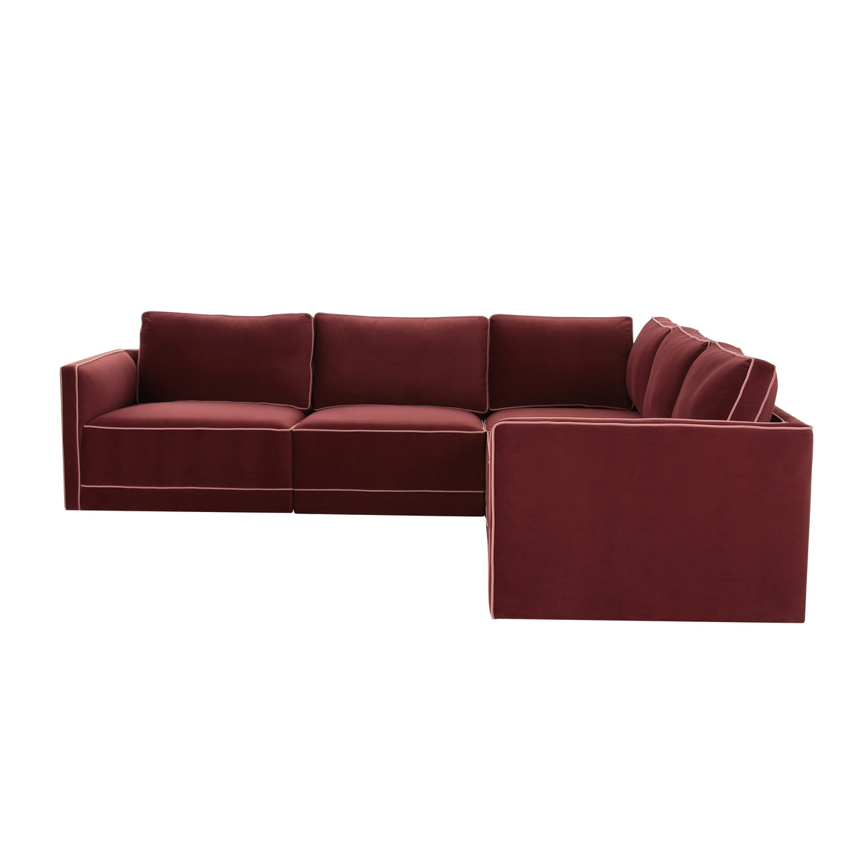 Willow Berry Red Performance Velvet Modular L Sectional by TOV Furniture – photo 1 of 4
