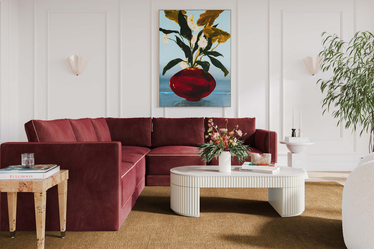 Willow Berry Red Performance Velvet Modular L Sectional by TOV Furniture – photo 2 of 4