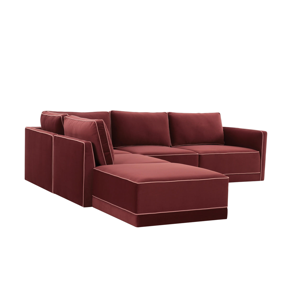 Willow Berry Red Performance Velvet Modular LAF Sectional by TOV Furniture – photo 1 of 6
