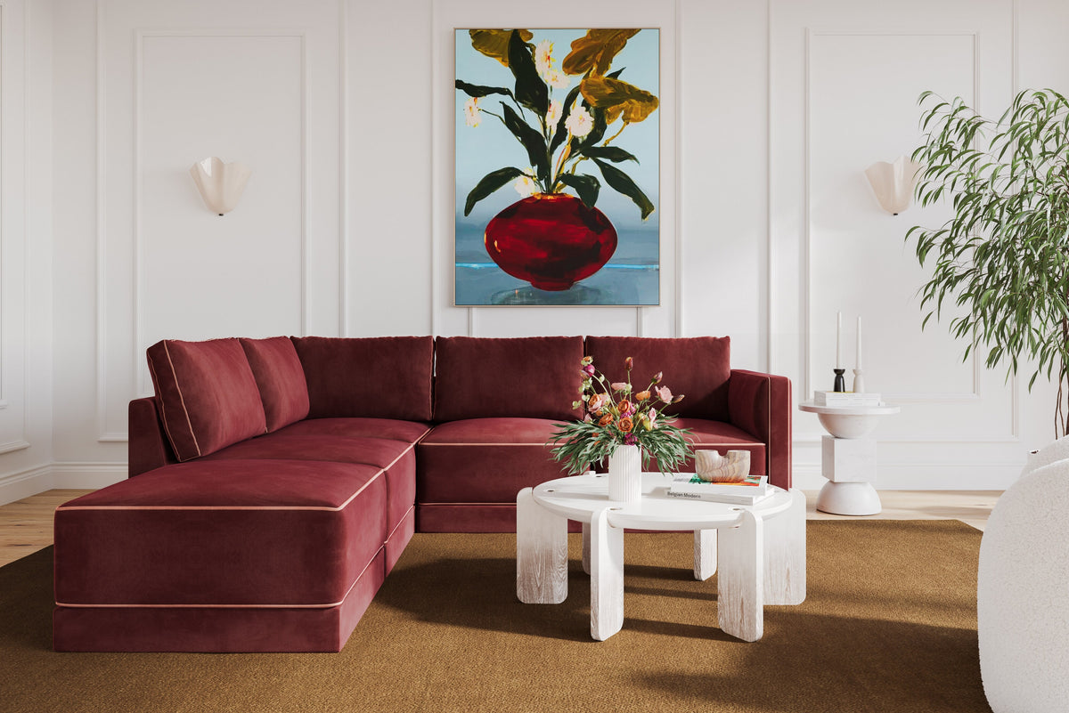 Willow Berry Red Performance Velvet Modular LAF Sectional by TOV Furniture – photo 2 of 6