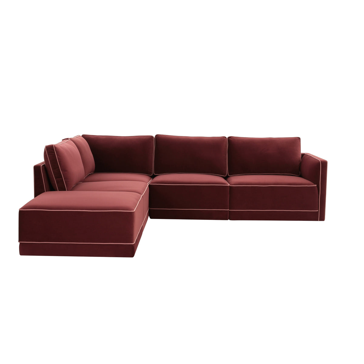 Willow Berry Red Performance Velvet Modular LAF Sectional by TOV Furniture – photo 3 of 6
