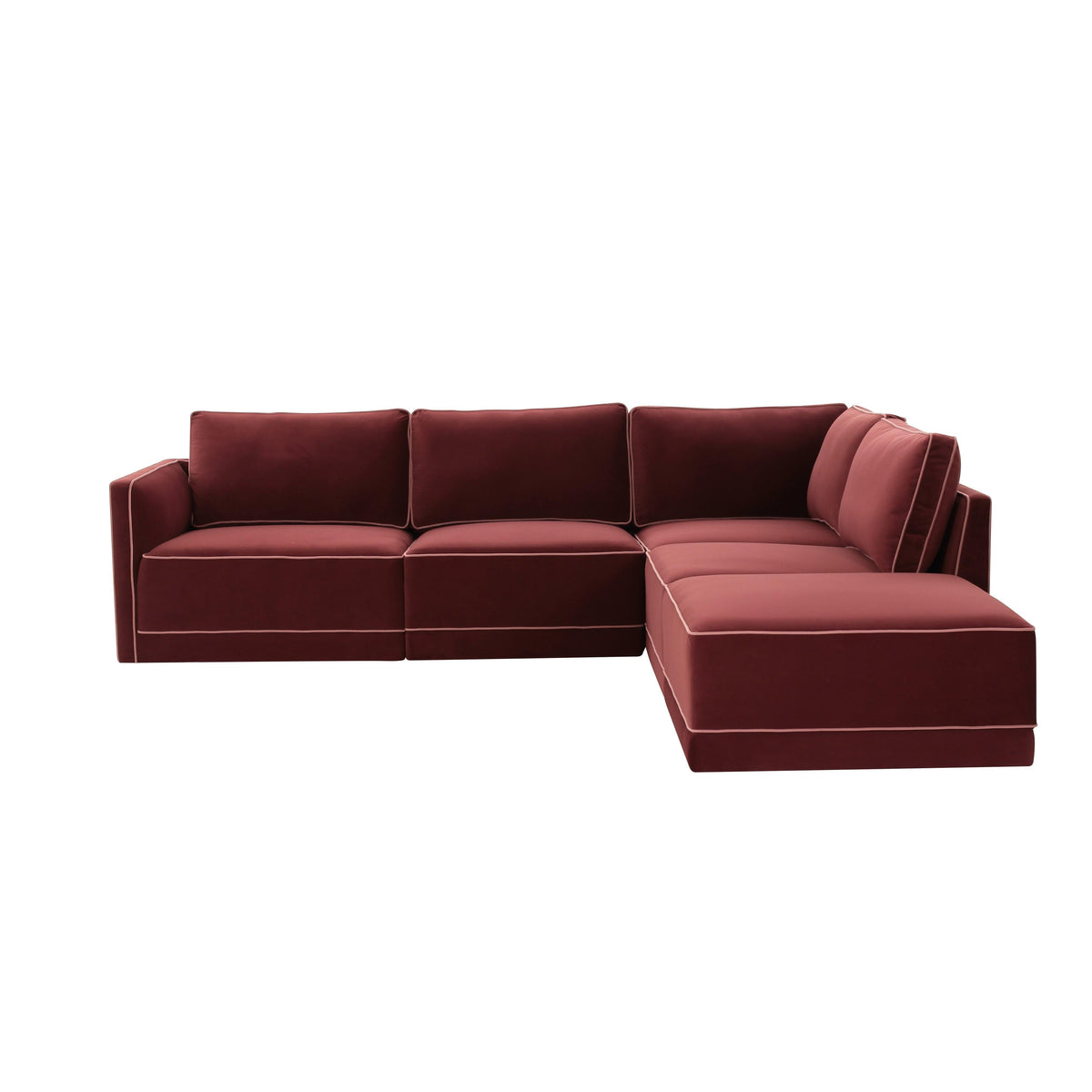 Willow Berry Red Performance Velvet Modular RAF Sectional by TOV Furniture – photo 1 of 6