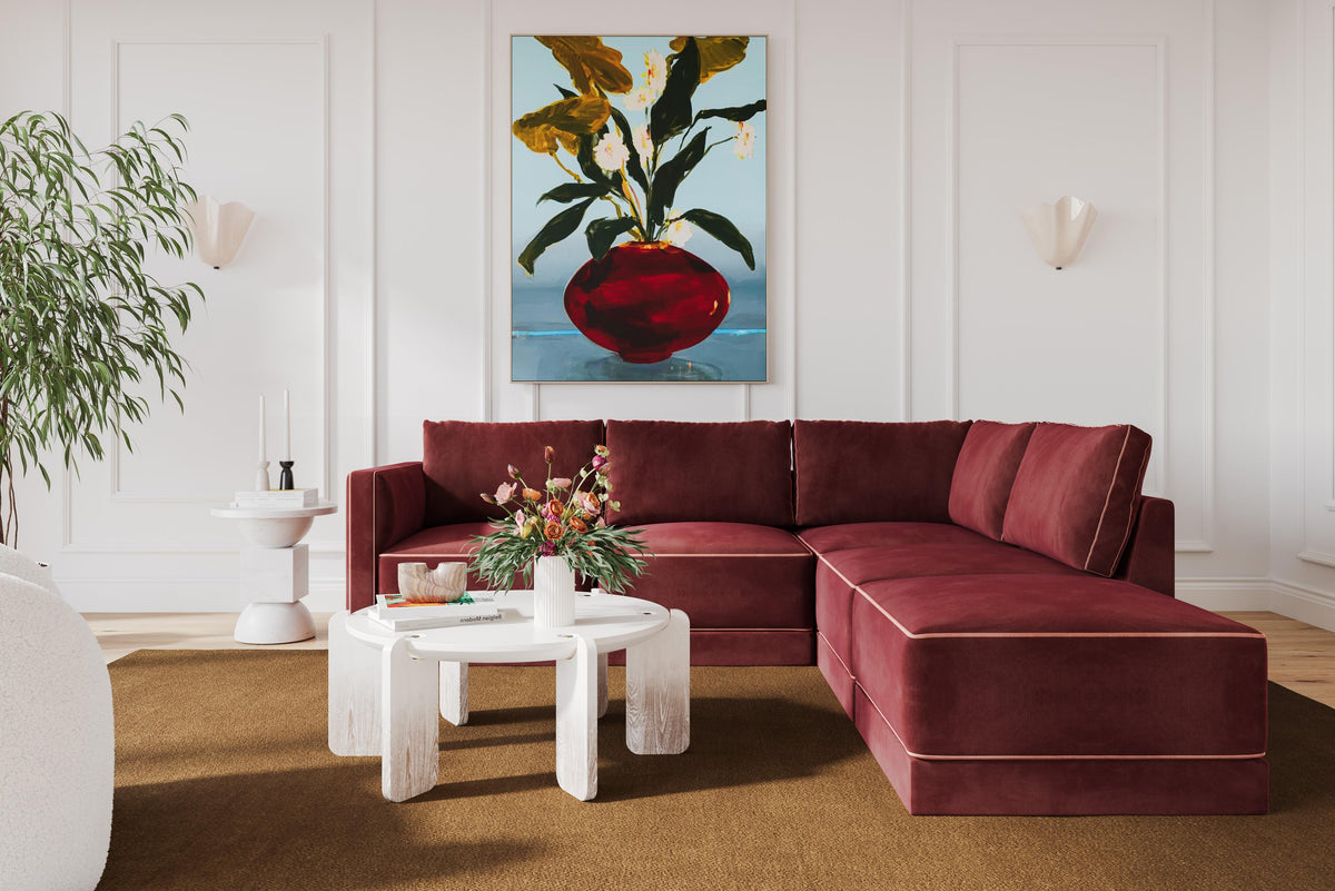 Willow Berry Red Performance Velvet Modular RAF Sectional by TOV Furniture – photo 2 of 6