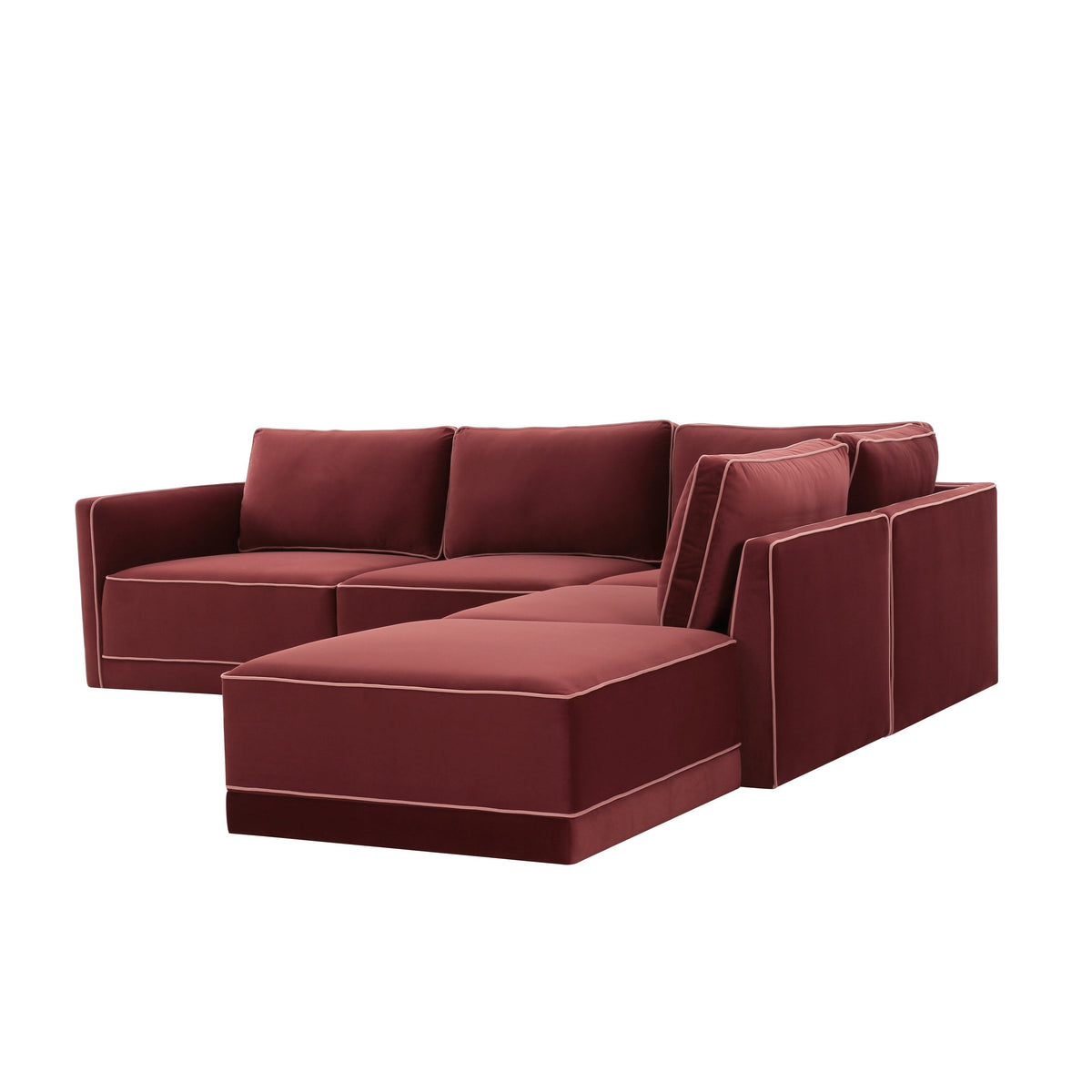 Willow Berry Red Performance Velvet Modular RAF Sectional by TOV Furniture – photo 3 of 6