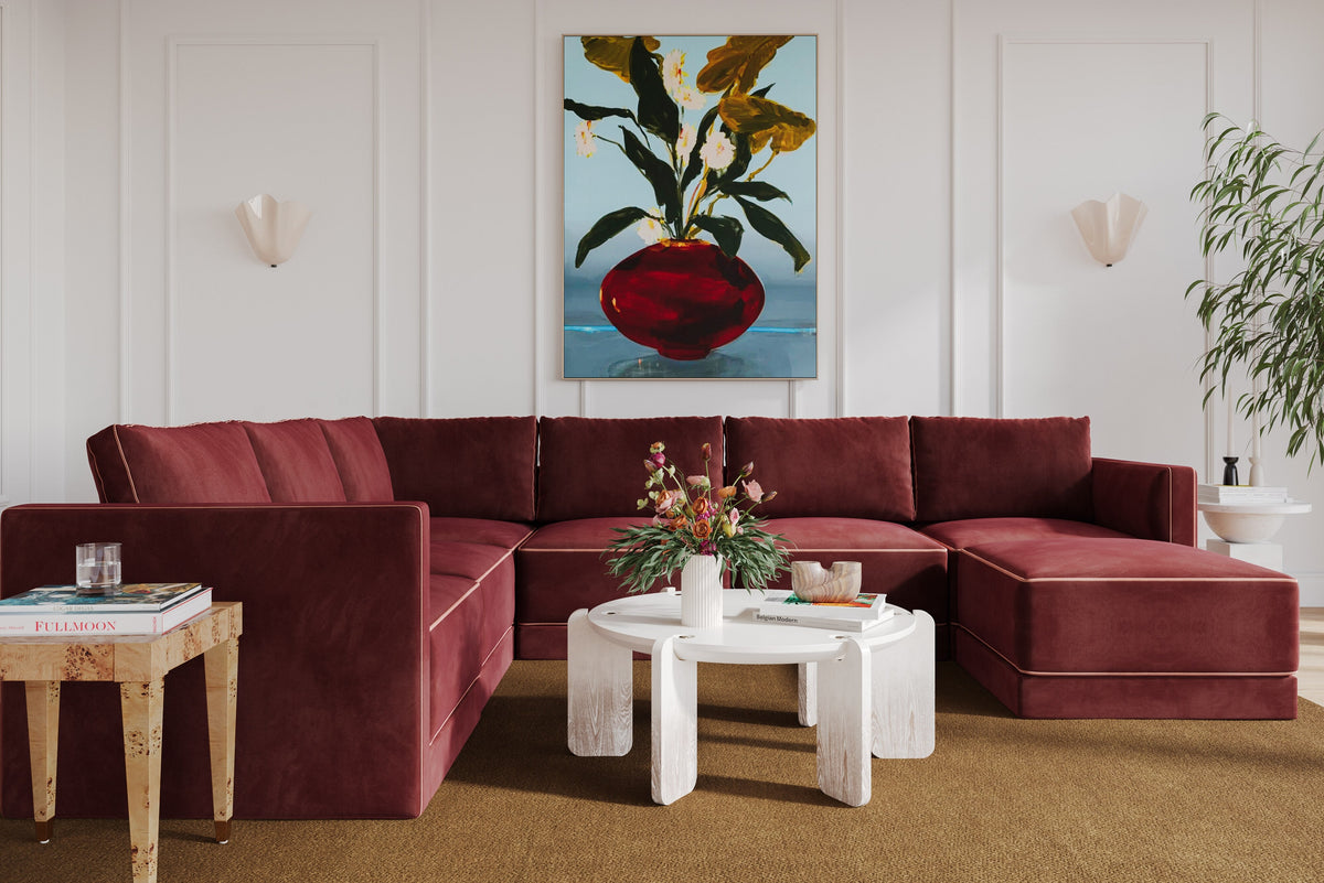 Willow Berry Red Performance Velvet Modular Large Chaise Sectional by TOV Furniture – photo 2 of 6
