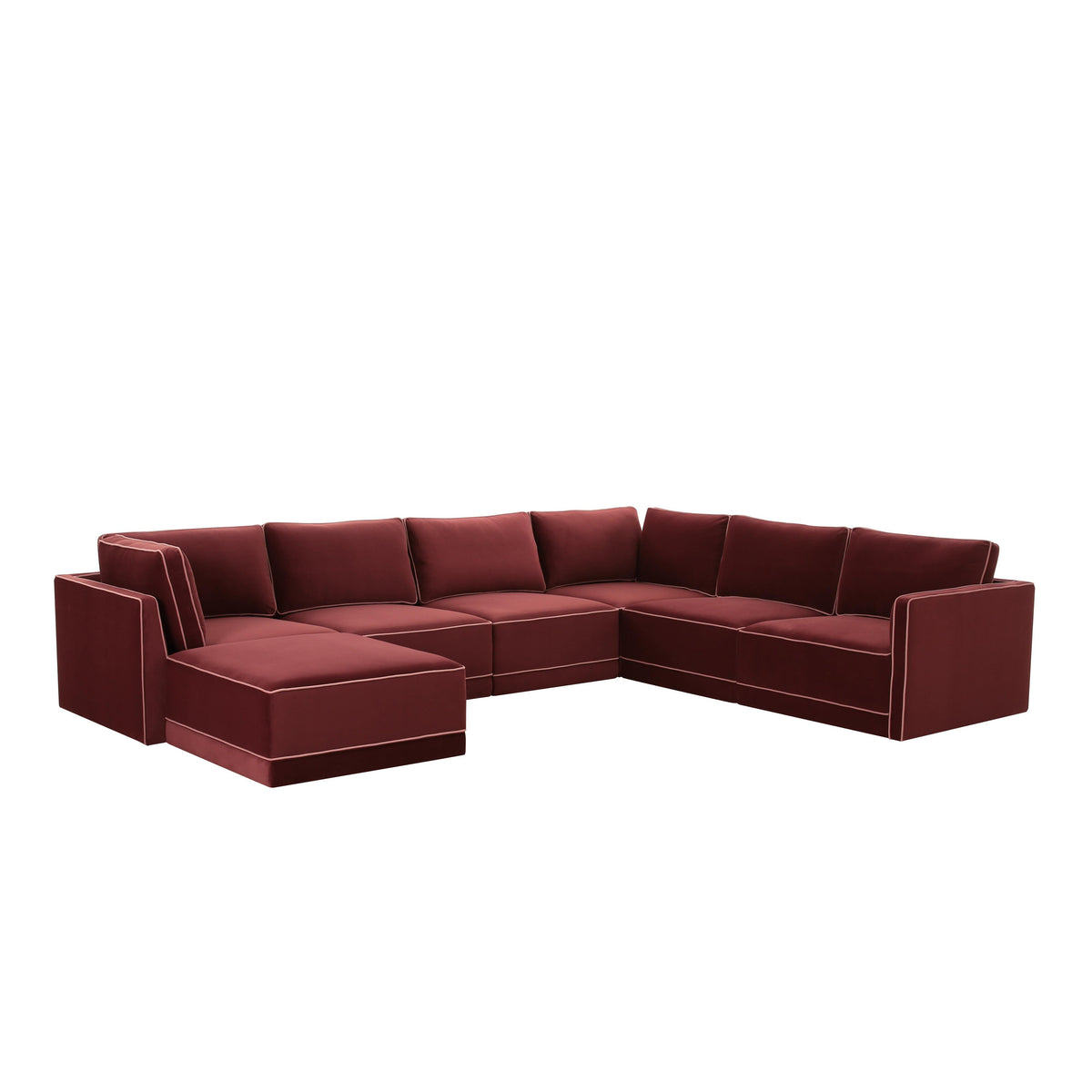 Willow Berry Red Performance Velvet Modular Large Chaise Sectional by TOV Furniture – photo 3 of 6