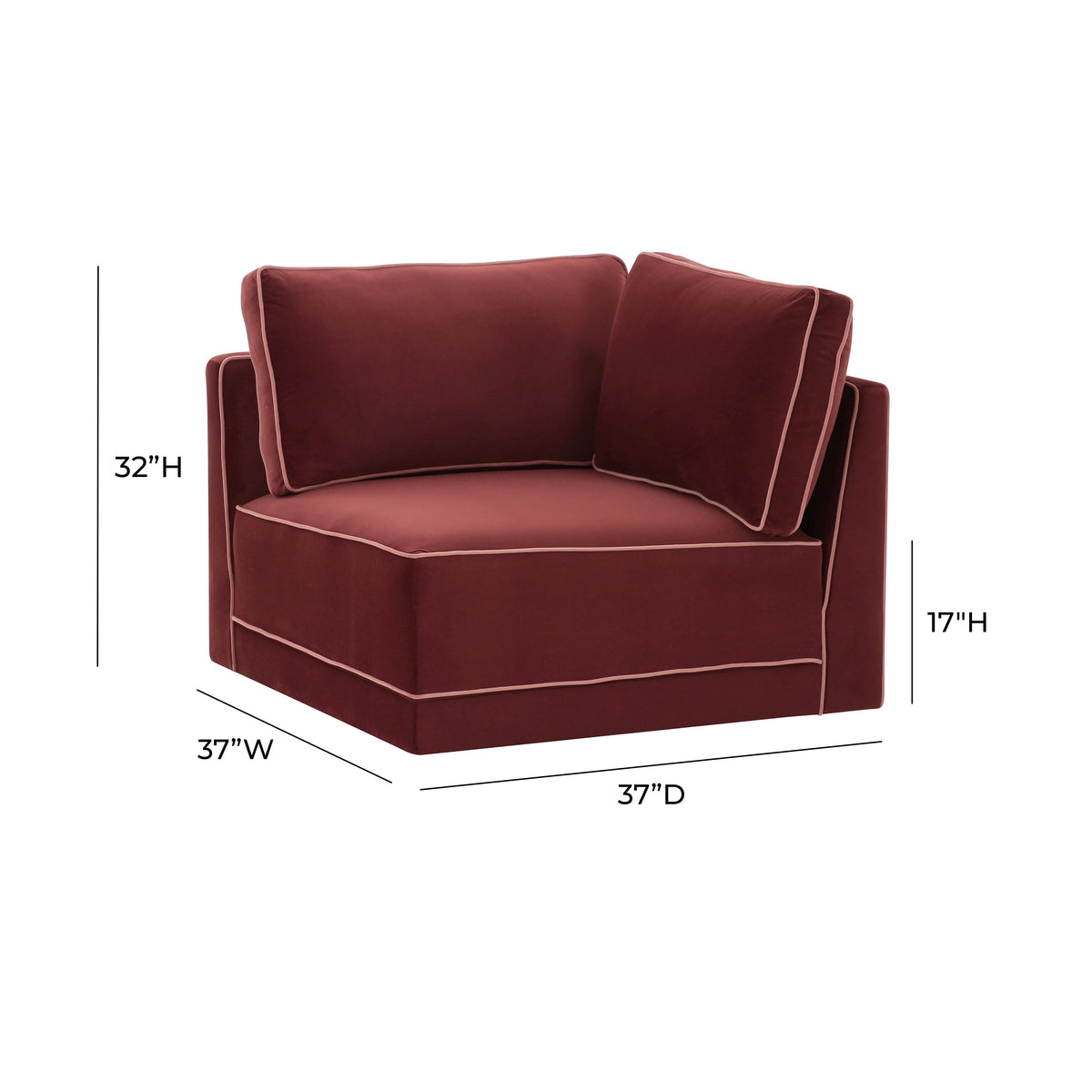 Willow Berry Red Performance Velvet Modular Corner Chair by TOV Furniture – photo 5 of 5