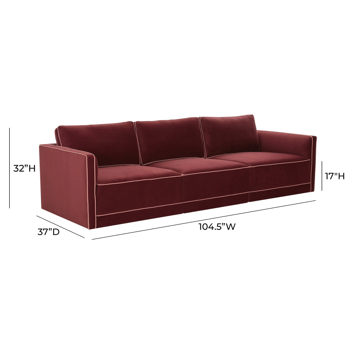 Willow Berry Red Performance Velvet Modular Sofa by TOV Furniture – photo 7 of 7