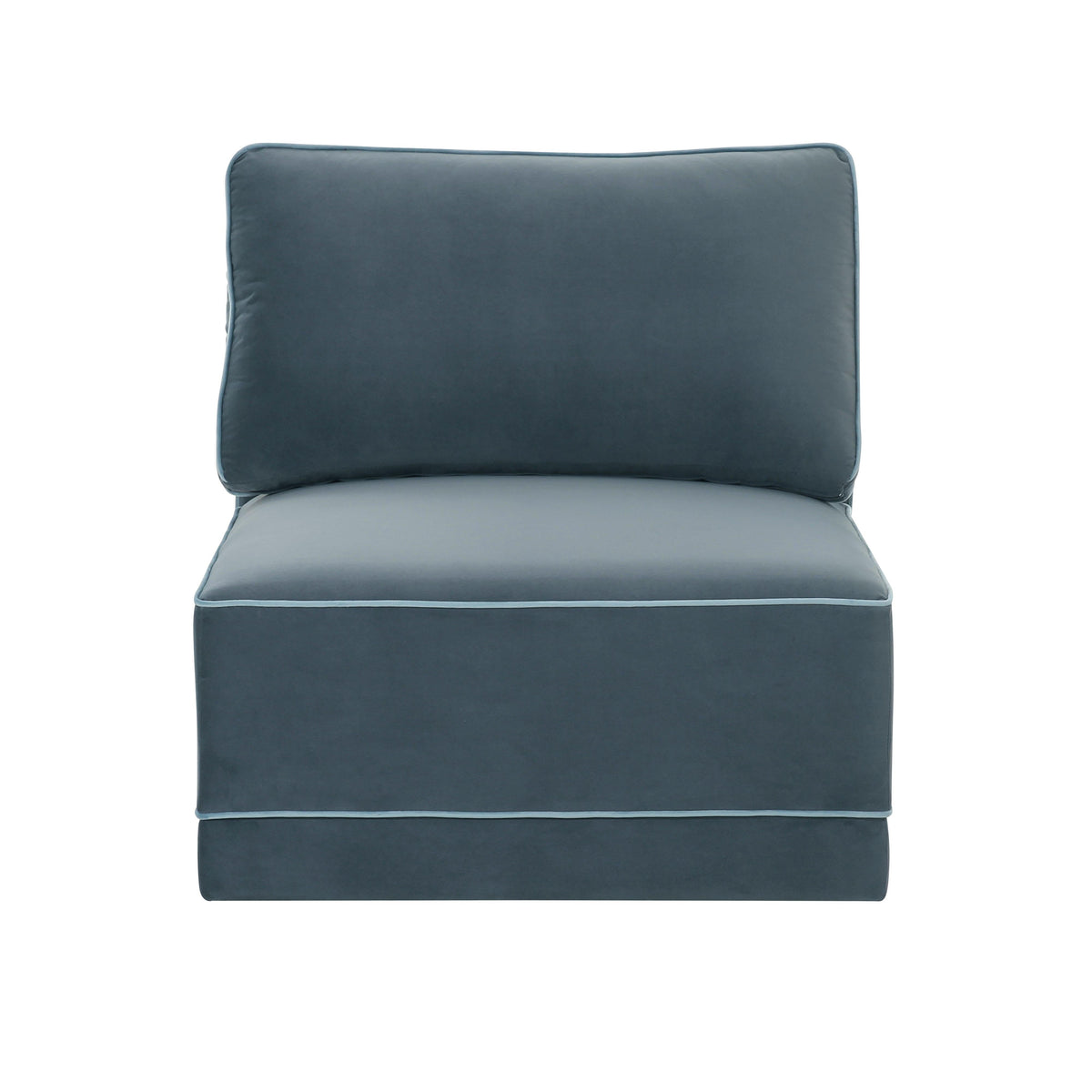 Willow Misty Blue Performance Velvet Modular Armless Chair by TOV Furniture – photo 1 of 4