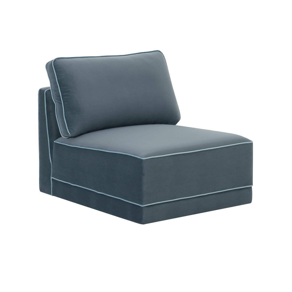 Willow Misty Blue Performance Velvet Modular Armless Chair by TOV Furniture – photo 2 of 4