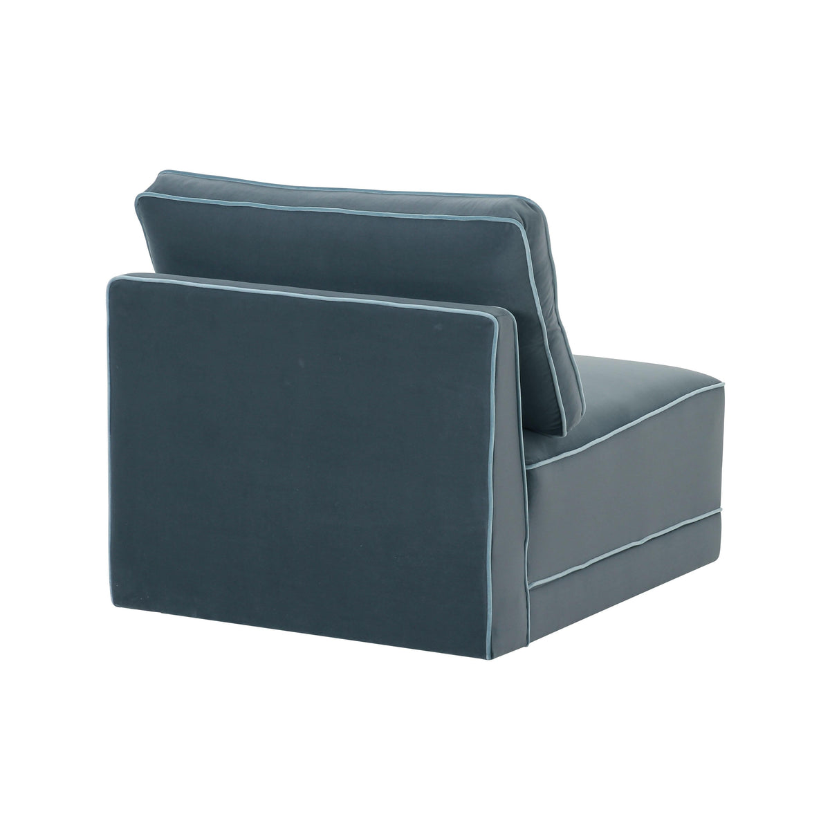 Willow Misty Blue Performance Velvet Modular Armless Chair by TOV Furniture – photo 3 of 4