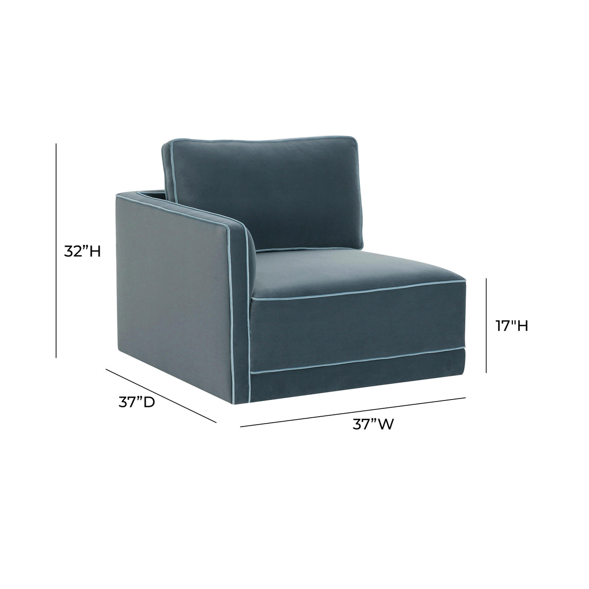 Willow Misty Blue Performance Velvet Modular LAF Corner Chair by TOV Furniture – photo 5 of 5