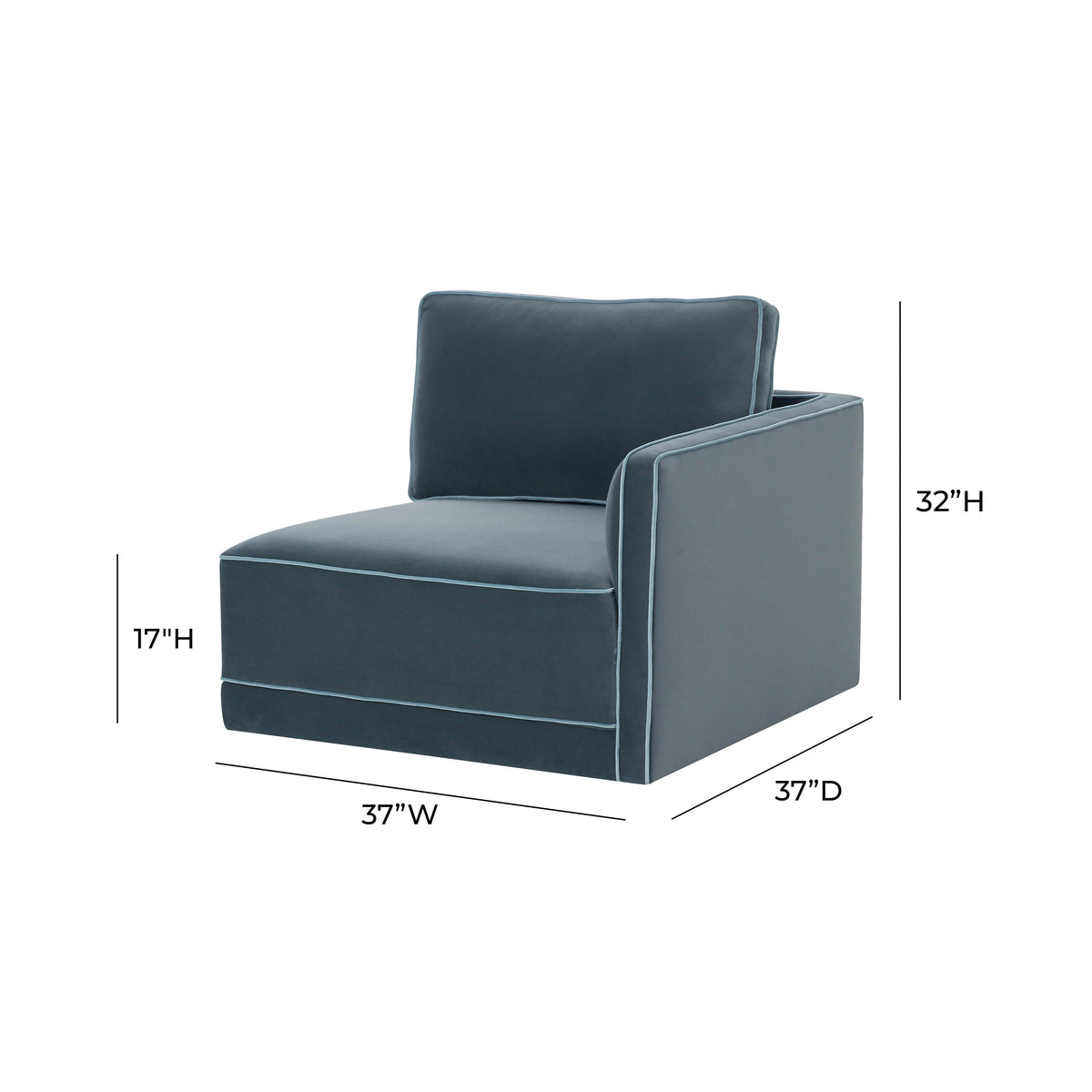 Willow Misty Blue Performance Velvet RAF Corner Chair by TOV Furniture – photo 5 of 5