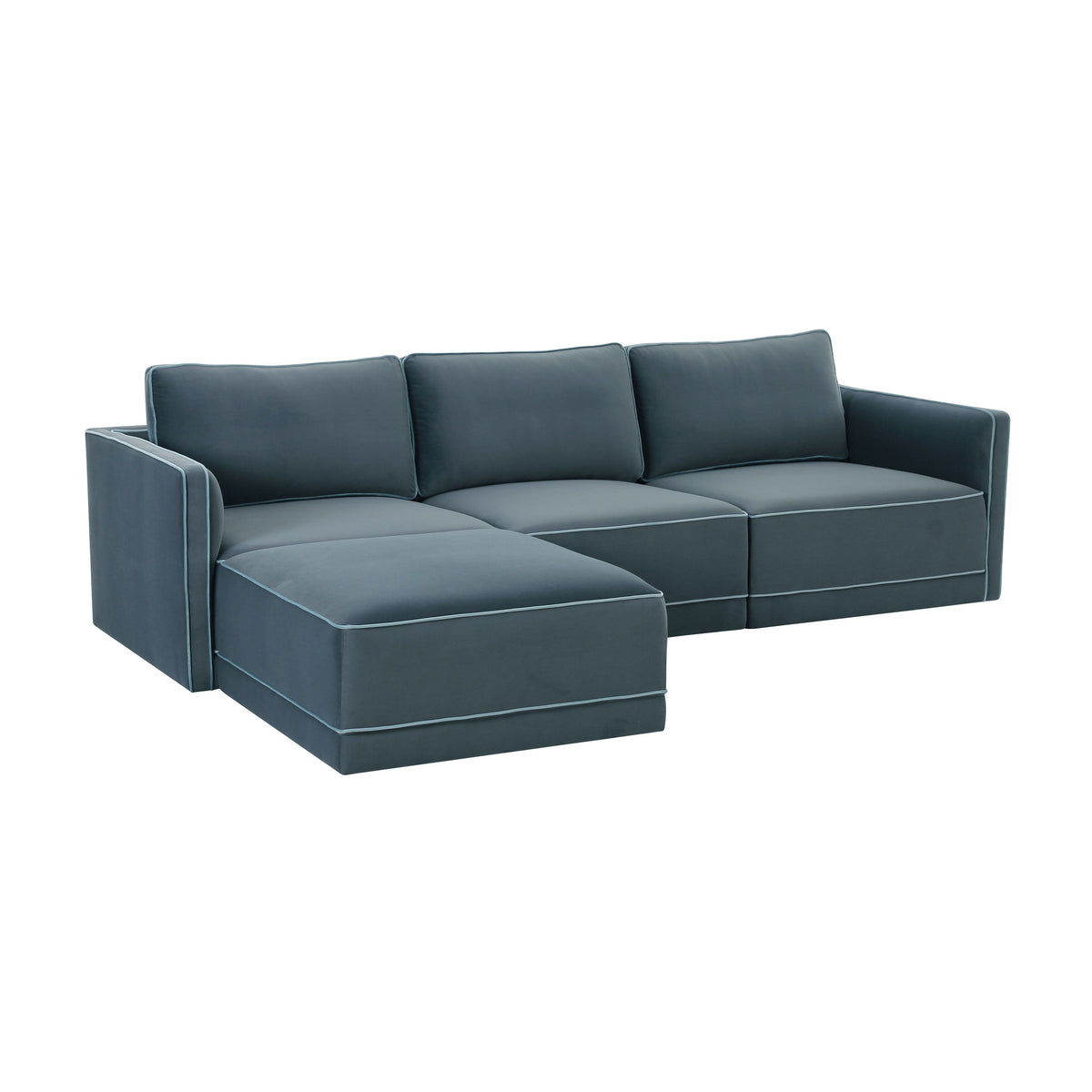 Willow Misty Blue Performance Velvet Modular Sectional by TOV Furniture – photo 2 of 5