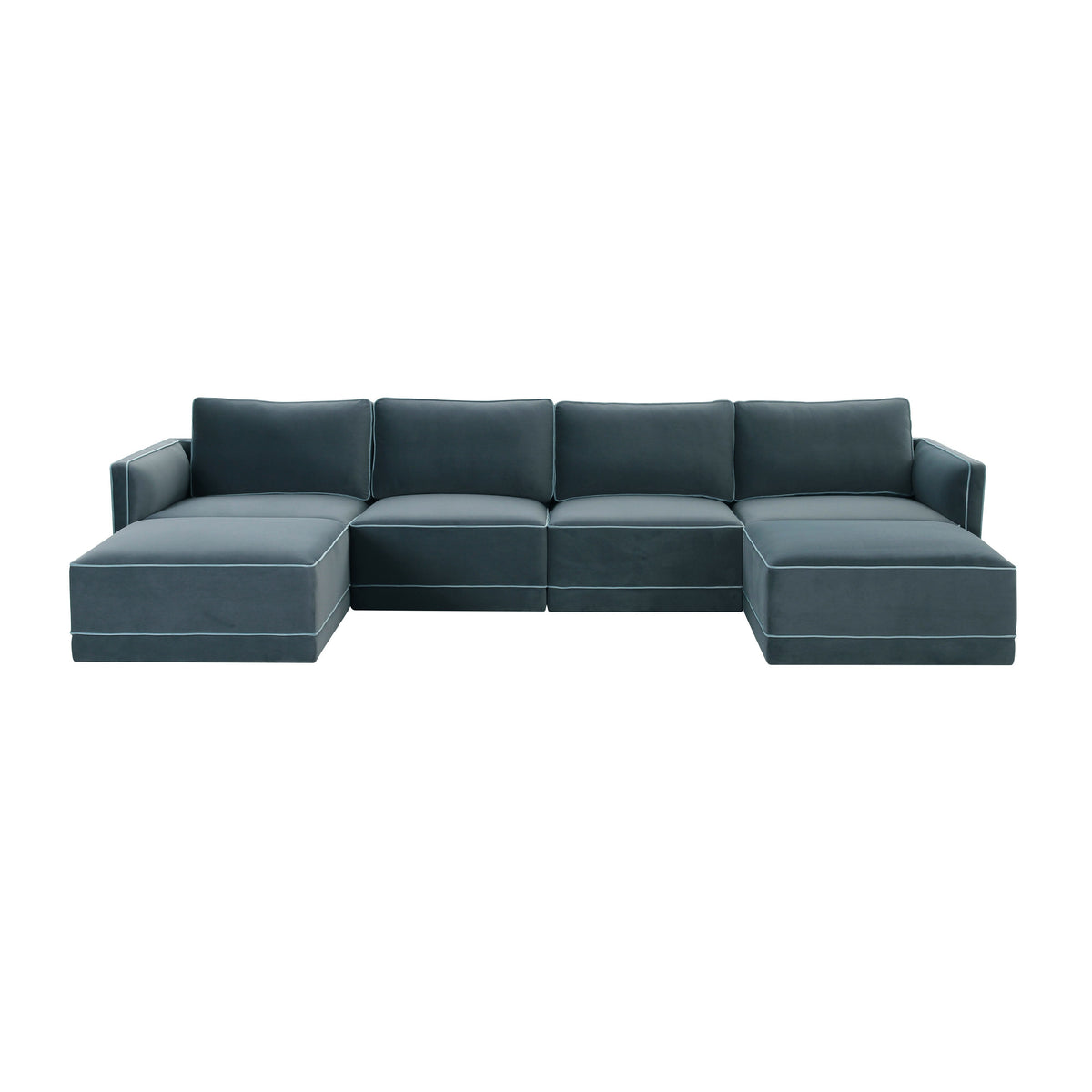 Willow Misty Blue Performance Velvet Modular U Sectional by TOV Furniture – photo 1 of 6