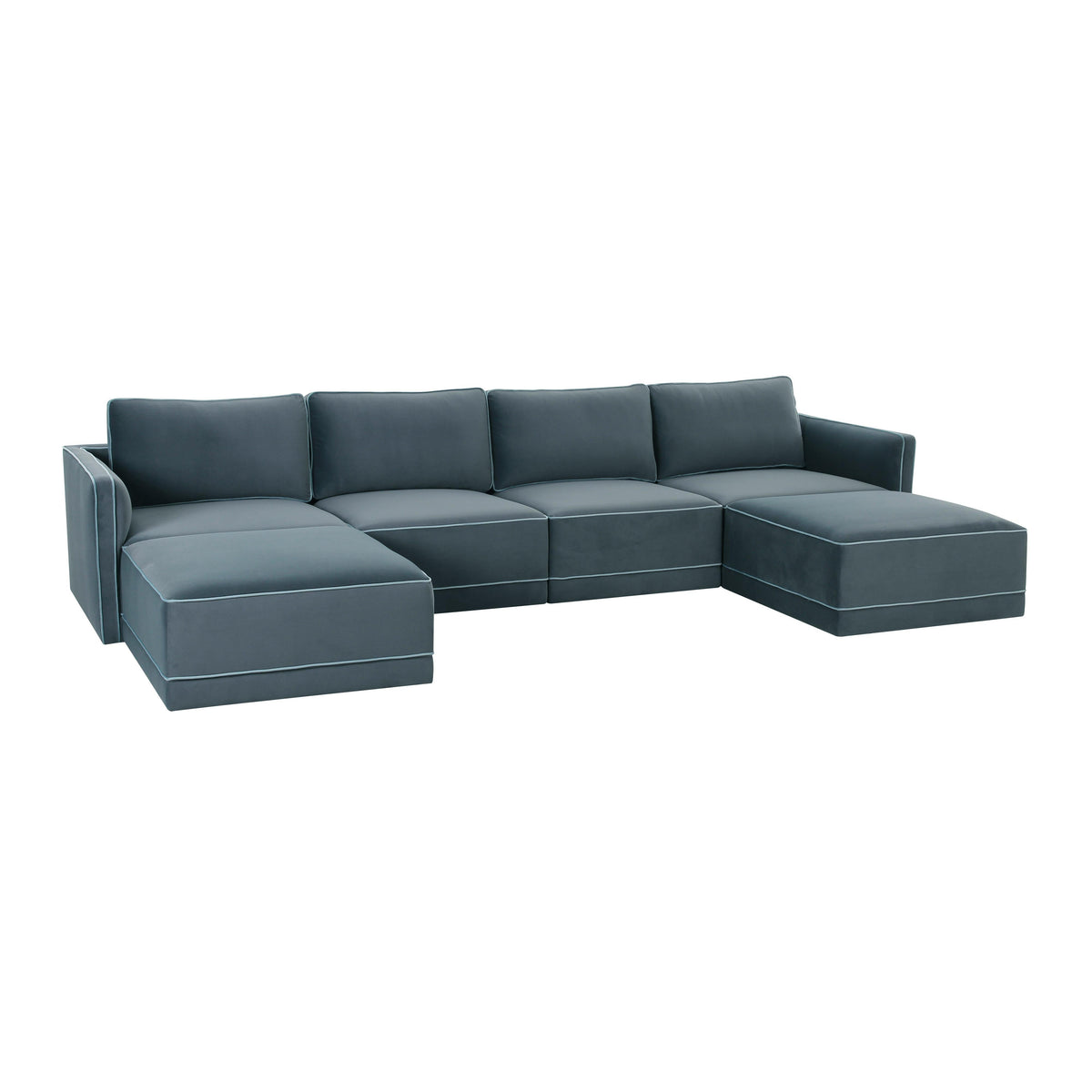 Willow Misty Blue Performance Velvet Modular U Sectional by TOV Furniture – photo 3 of 6
