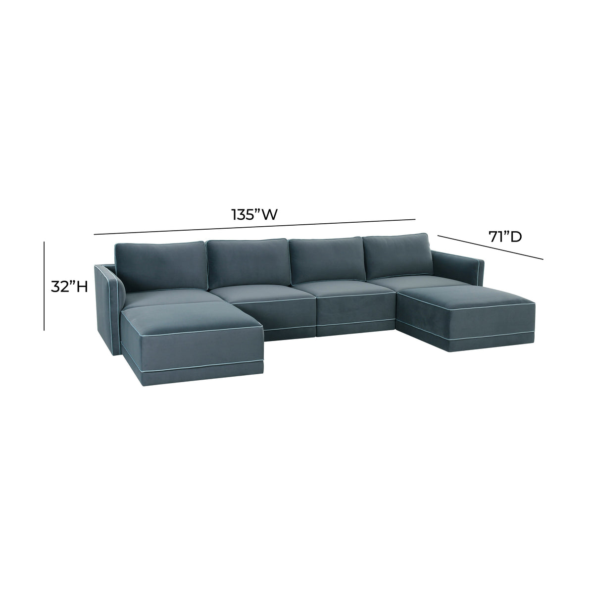 Willow Misty Blue Performance Velvet Modular U Sectional by TOV Furniture – photo 6 of 6