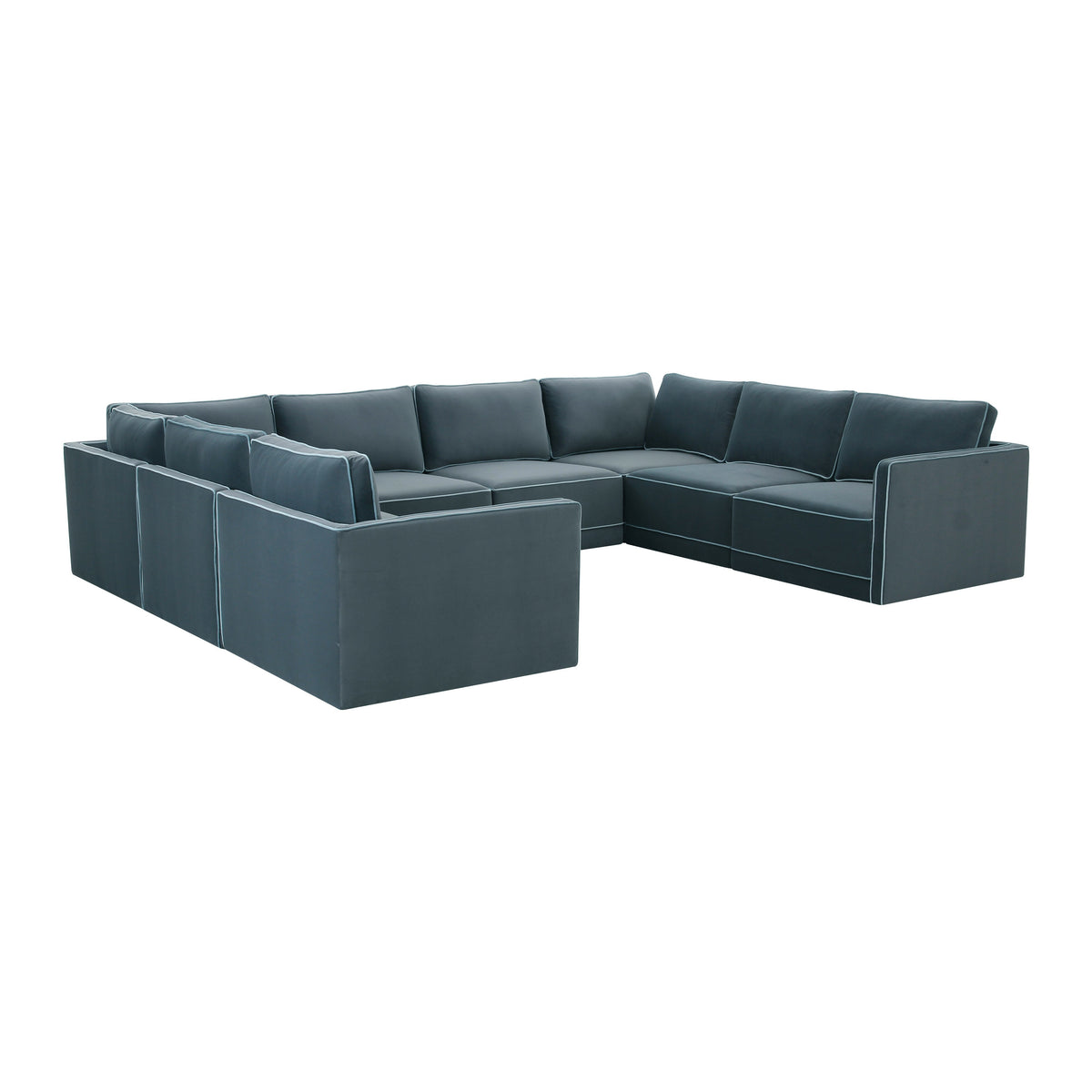 Willow Misty Blue Performance Velvet Modular Large U Sectional by TOV Furniture – photo 1 of 6