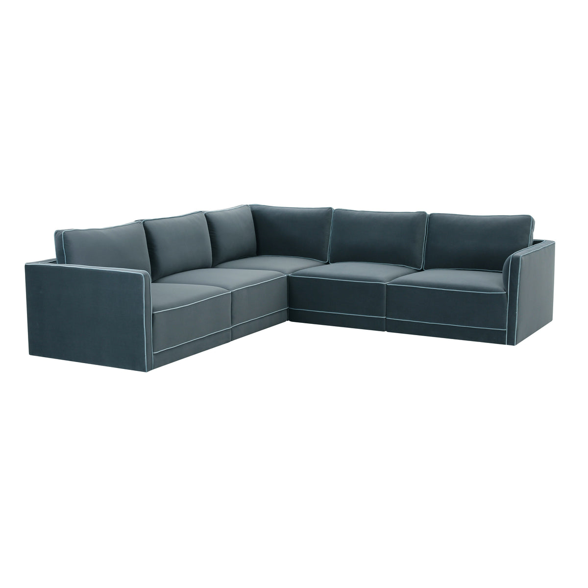 Willow Misty Blue Performance Velvet Modular L Sectional by TOV Furniture – photo 1 of 6