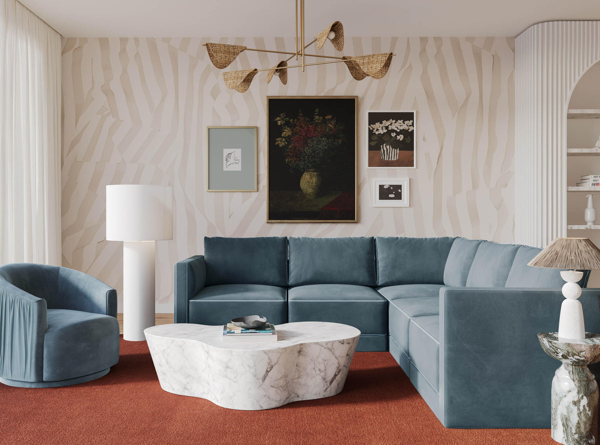 Willow Misty Blue Performance Velvet Modular L Sectional by TOV Furniture – photo 2 of 6