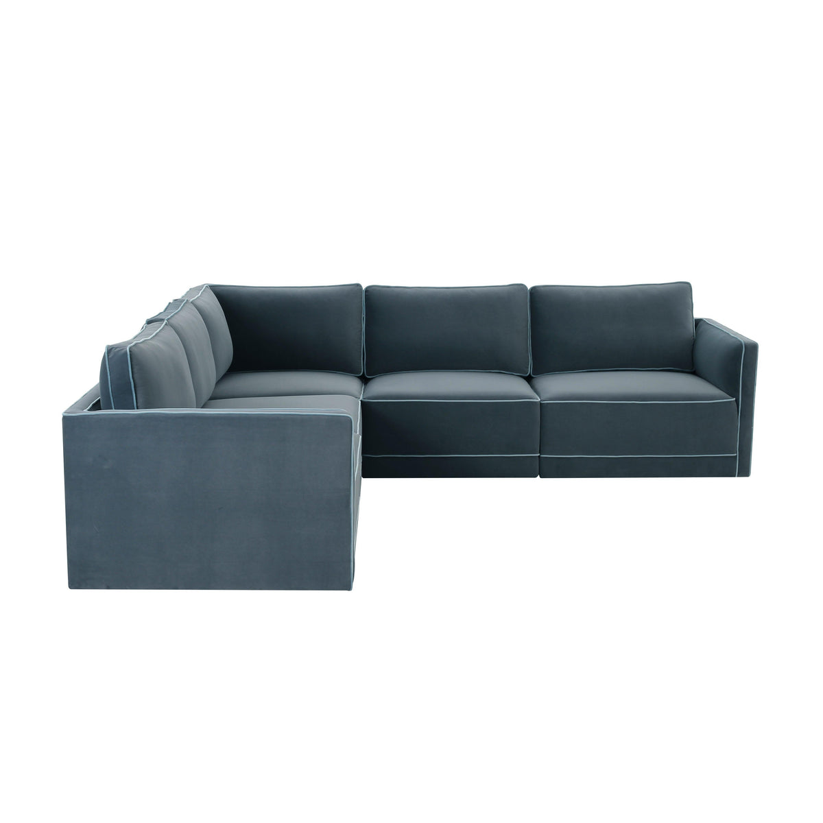 Willow Misty Blue Performance Velvet Modular L Sectional by TOV Furniture – photo 3 of 6