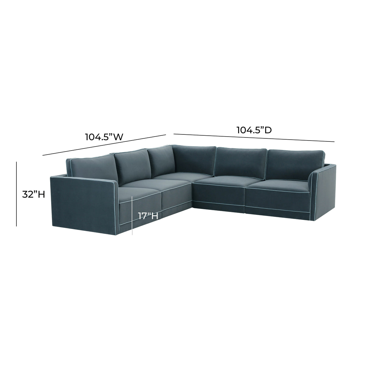 Willow Misty Blue Performance Velvet Modular L Sectional by TOV Furniture – photo 6 of 6