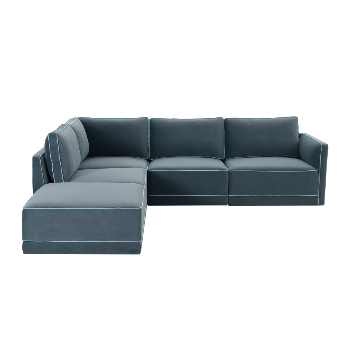 Willow Misty Blue Performance Velvet Modular LAF Sectional by TOV Furniture – photo 1 of 6