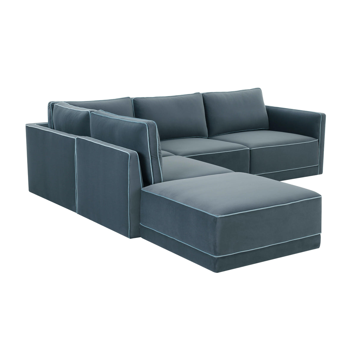 Willow Misty Blue Performance Velvet Modular LAF Sectional by TOV Furniture – photo 3 of 6