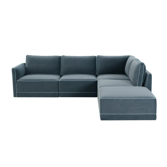 Willow 5 Piece Velvet Modular Right Facing Sectional Ren L03150 Sec4 R