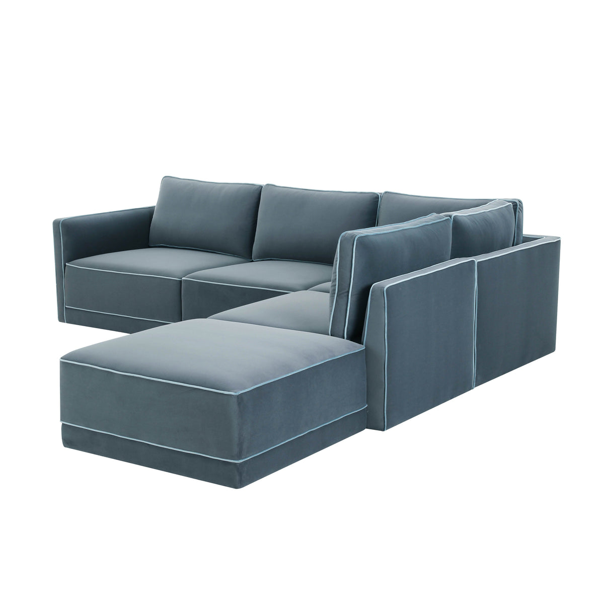 Willow Misty Blue Performance Velvet Modular RAF Sectional by TOV Furniture – photo 3 of 6