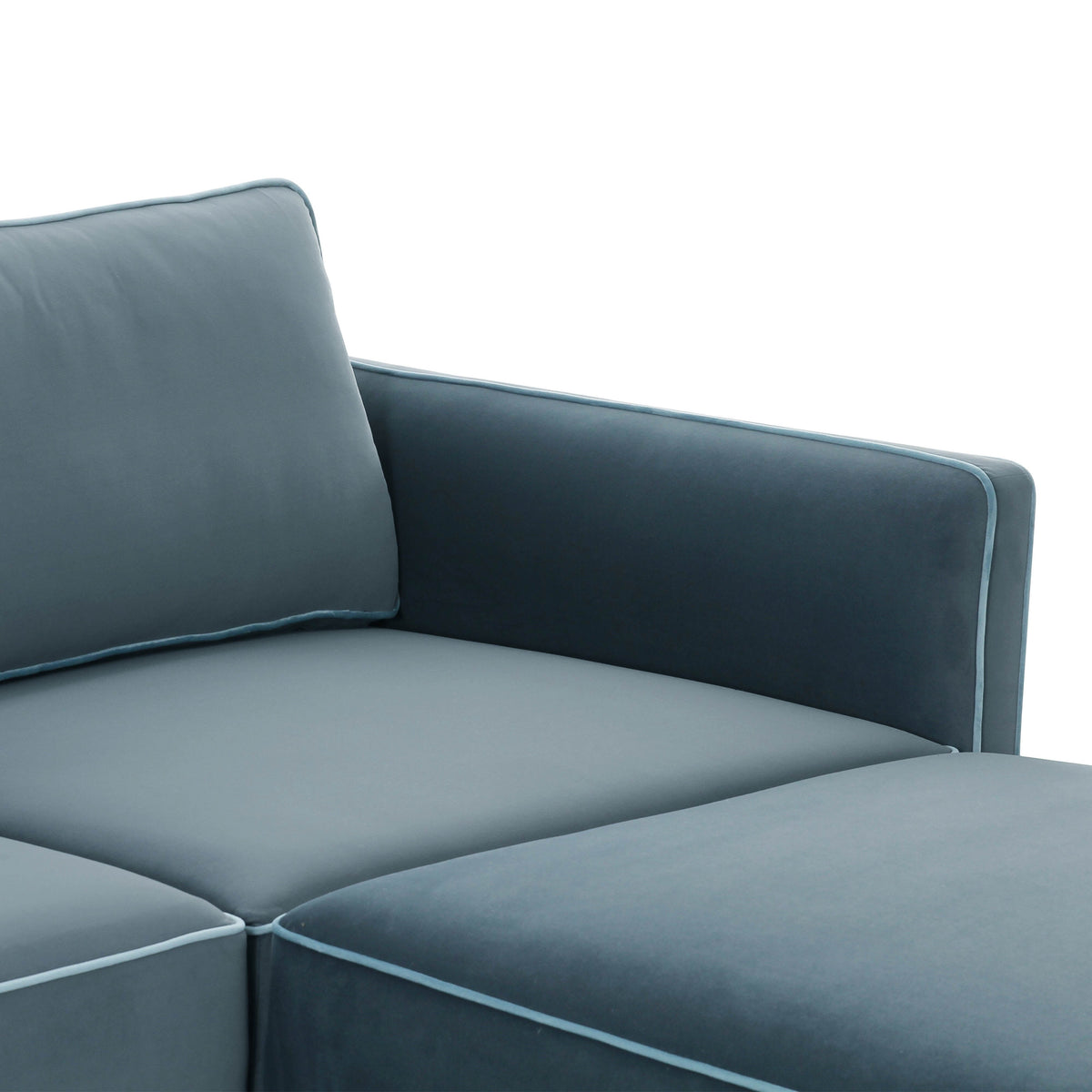 Willow Misty Blue Performance Velvet Modular RAF Sectional by TOV Furniture – photo 5 of 6