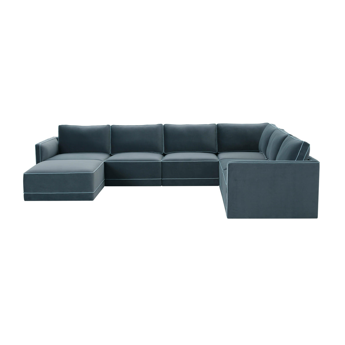 Willow Misty Blue Performance Velvet Modular Large Chaise Sectional by TOV Furniture – photo 1 of 6
