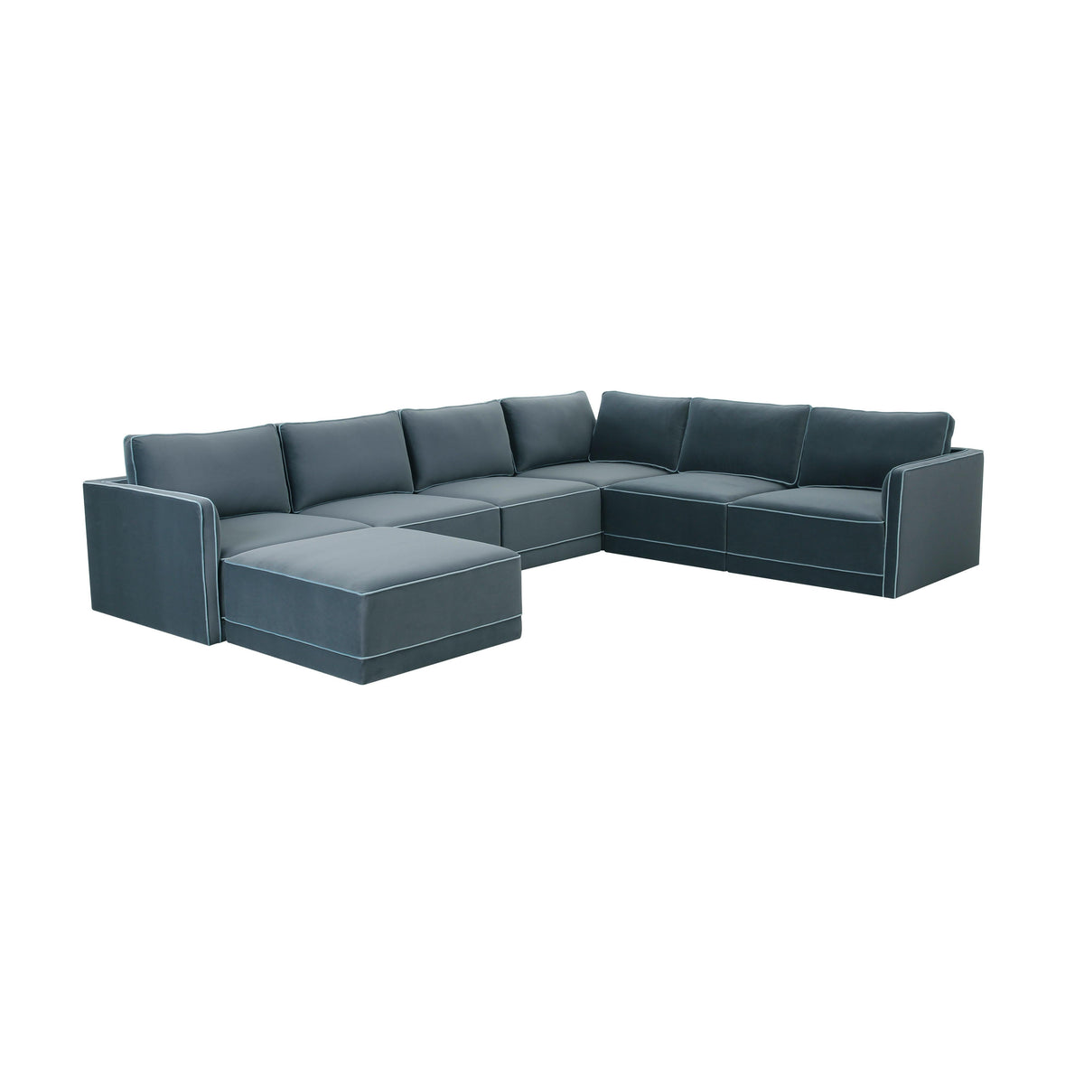 Willow Misty Blue Performance Velvet Modular Large Chaise Sectional by TOV Furniture – photo 3 of 6