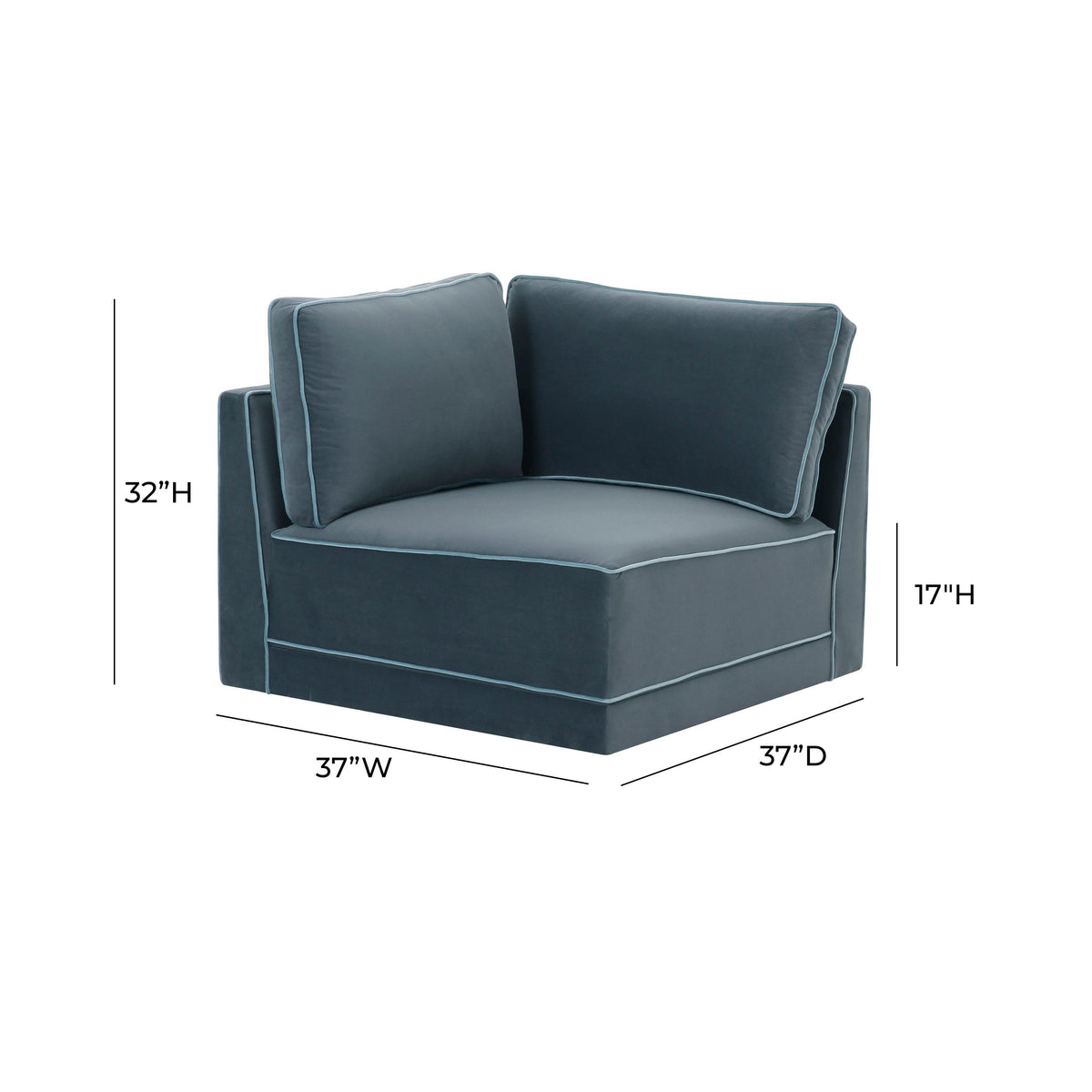 Willow Misty Blue Performance Velvet Modular Corner Chair by TOV Furniture – photo 4 of 4