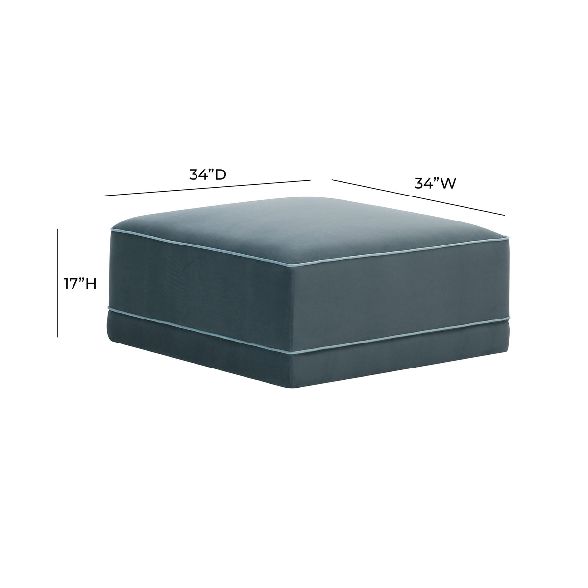 Willow Misty Blue Performance Velvet Ottoman by TOV Furniture – photo 3 of 3