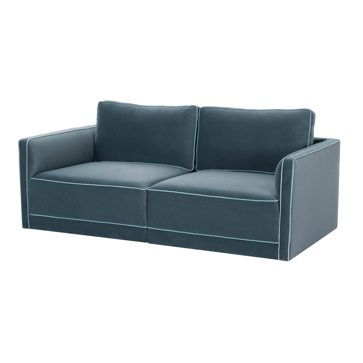 Willow Misty Blue Performance Velvet Modular Loveseat by TOV Furniture – photo 2 of 5