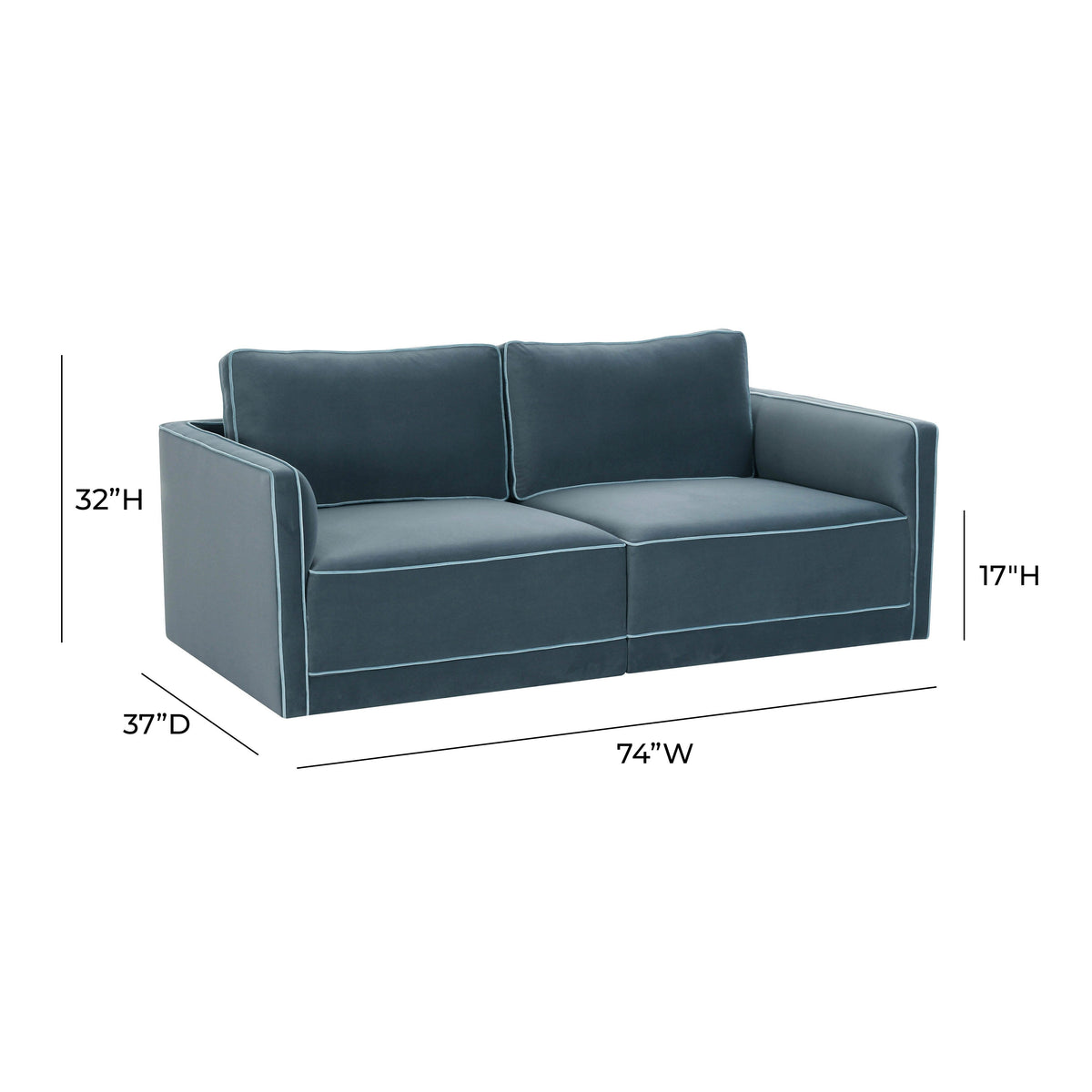 Willow Misty Blue Performance Velvet Modular Loveseat by TOV Furniture – photo 5 of 5