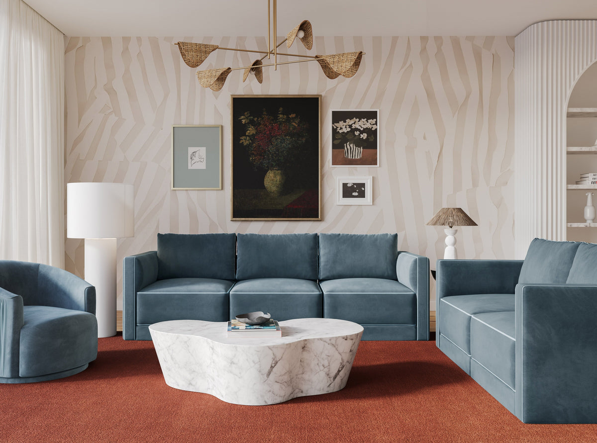 Willow Misty Blue Performance Velvet Modular Sofa by TOV Furniture – photo 2 of 7
