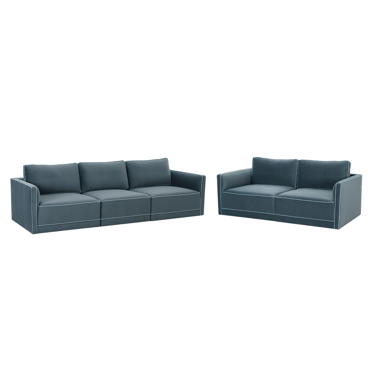 Willow Misty Blue Performance Velvet Modular Sofa by TOV Furniture – photo 6 of 7