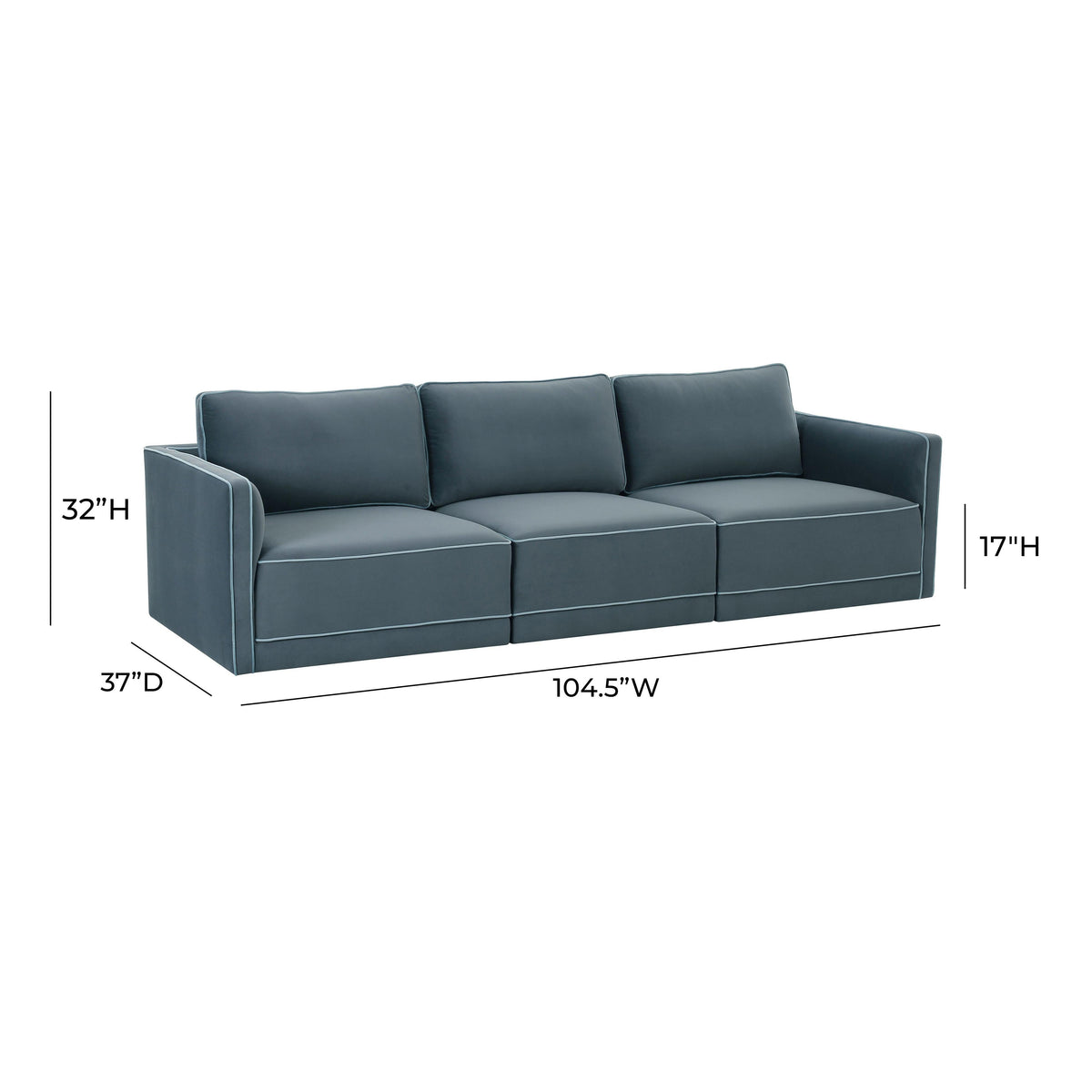 Willow Misty Blue Performance Velvet Modular Sofa by TOV Furniture – photo 7 of 7