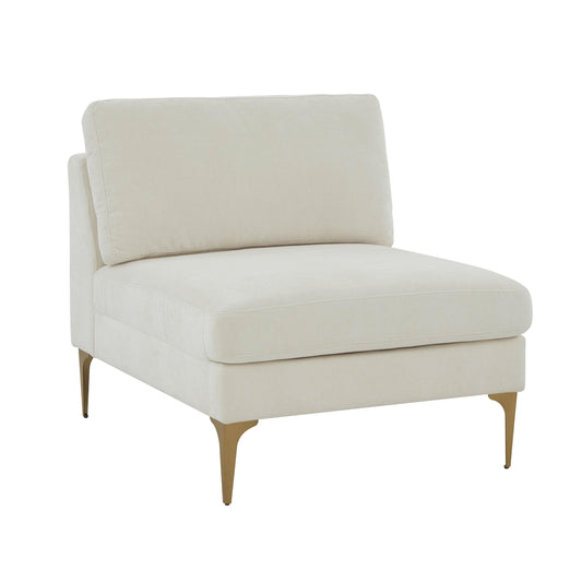 Serena Cream Performance Velvet Modular Armless Chair by TOV Furniture – photo 1 of 5